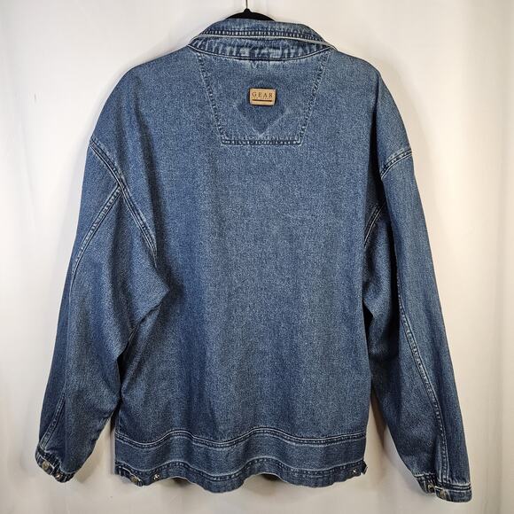 VTG 90s Coat Jacket Large Denim Oversized Puff Paint Embellished Southwestern - Picture 12 of 15